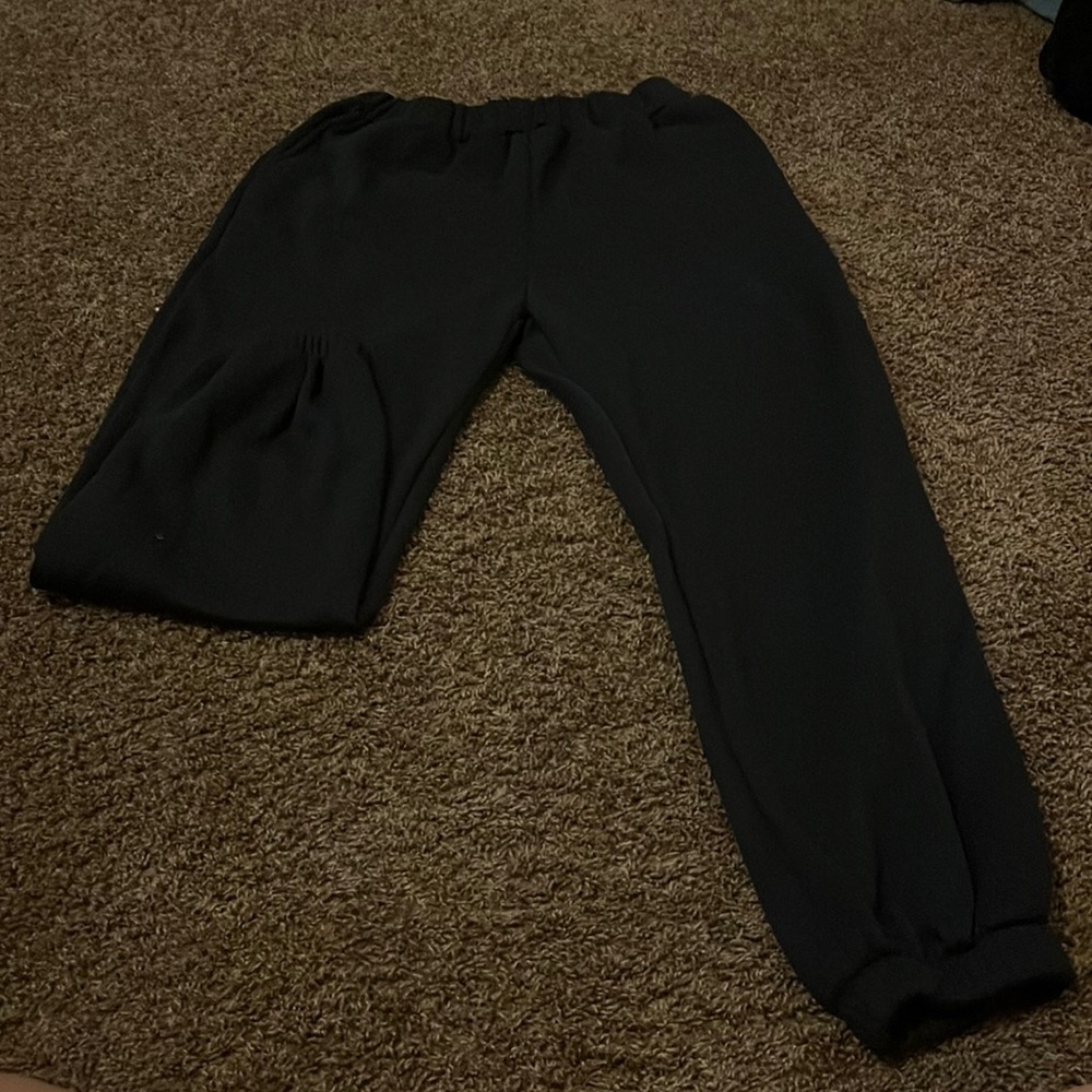 navy blue high-waisted thermal sweatpants